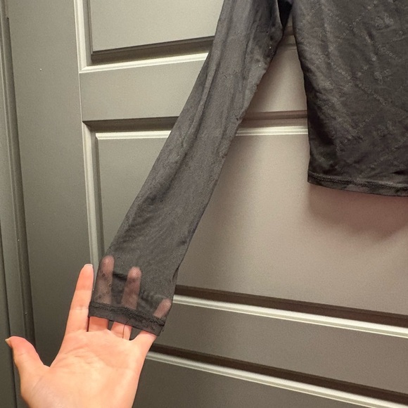Black sheer mesh bow crop shirt (similar to Marine Serre sheer top) - Picture 10 of 14